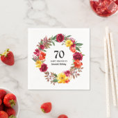 70thバースデーパーティードレッドオレンジイエロー秋フローラ スタンダードカクテルナプキン (インサイチュ)