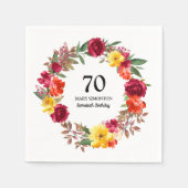 70thバースデーパーティードレッドオレンジイエロー秋フローラ スタンダードカクテルナプキン (正面)