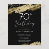 70thバースデーパーティーバジェット金ゴールドブラック招待状 (正面)