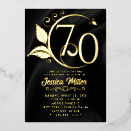 70thバースデーパーティーバラゴールドフォイル招待状 箔招待状