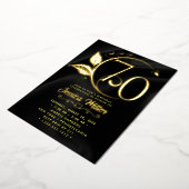 70thバースデーパーティーバラゴールドフォイル招待状 箔招待状 (回転した状態)