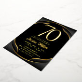 70thバースデーパーティーバラゴールドフォイル招待状 箔招待状 (回転した状態)