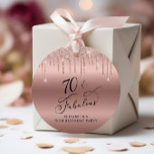 70thバースデーパーティーバラ金ゴールドグリッターありがとう フェイバータグ