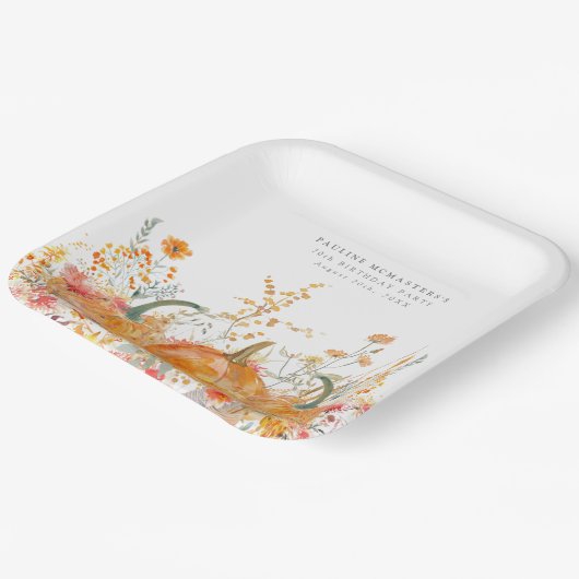 70thバースデーパーティーパンプキンワイルドフラワーカスタム ペーパープレート (傾斜あり)