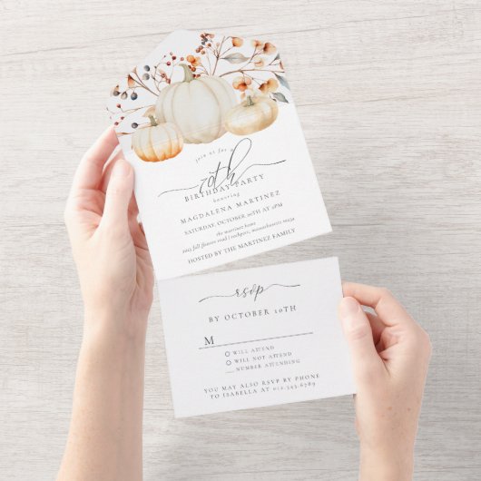 70thバースデーパーティーパンプキン紅葉 オールインワン招待状 (貼ってはがせる)