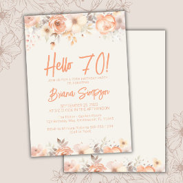 70thバースデーパーティーピーチベージュアイボリーフローラ 招待状