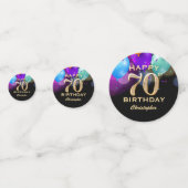 70thバースデーパーティーブラックと金ゴールド紙吹雪 コンフェッティ (正面)