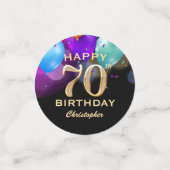 70thバースデーパーティーブラックと金ゴールド紙吹雪 コンフェッティ (スモール正面)