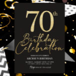 70thバースデーパーティーブラックエレガント&金ゴールドグリッター 招待状<br><div class="desc">70th Birthday Party Black & エレガント金ゴールドグリッター招待状このと招待シンプルテンプレートを使モダン用しよう！単に文字を編集し、それをダウンロードまたはプリントする！</div>