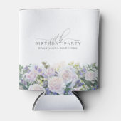 70thバースデーパーティーブルーホワイトフローラカスタム 缶クーラー (正面)