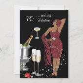 70thバースデーパーティーレトロディバアールデコレッド2 招待状 (正面)
