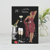 70thバースデーパーティーレトロディバアールデコレッド2 招待状 (スタンド正面)