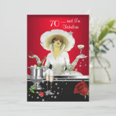 70thバースデーパーティーレトロディヴァアールデコレッドシルバー 招待状 (スタンド正面)