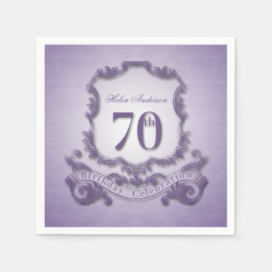 70thバースデーパーティーヴィンテージカスタム紙ナプキンス スタンダードカクテルナプキン (正面)