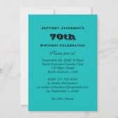 70thバースデーパーティー招待ティール(緑がかった色)ドッグティール(緑がかった色)バック 招待状 (裏面)