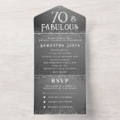70thバースデーパーティー白黒スパークルモダン オールインワン招待状 (内側)