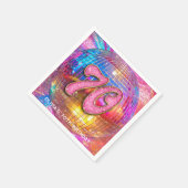 70thバースデーパーティー金ゴールドピンクグリッターディスコボール スタンダードカクテルナプキン (角)