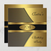 70thバースデーパーティー金ゴールドブラックレオパード招待状 招待状 (正面/裏面)
