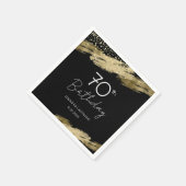 70thバースデーパーティー金ゴールドブラック スタンダードカクテルナプキン (角)