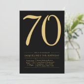 70thバースデーパーティー70はっきりしたブラック金ゴールド 招待状 (スタンド正面)