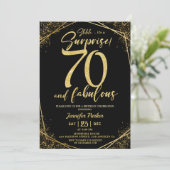 70thバースデーパーティー70素晴らしいブラック金ゴールドグリッター 招待状 (スタンド正面)