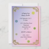 70thバースデーパーティー、花の文字 招待状 (裏面)