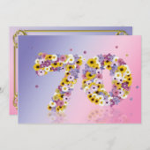 70thバースデーパーティー、花の文字 招待状 (正面/裏面)