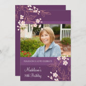 70thバースデーパーティ招待状スプラムサンゴフラワーズ 招待状 (正面/裏面)