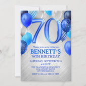 70thメンズブルー誕生日招待状 招待状 (正面)