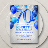 70thメンズブルー誕生日招待状 招待状