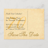 70th日付の保存誕生日金ゴールドブラックレース 案内ポストカード (裏面)