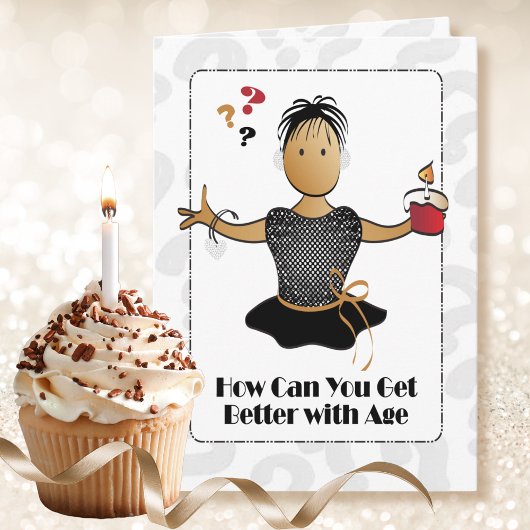 70th甘くてかわいいエスニック女性アニメ誕生日 カード