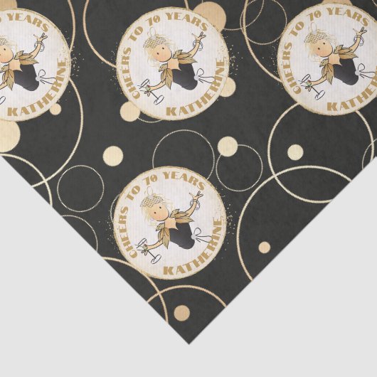 70th誕生日おもしろいファブモダンブラック金ゴールド誕生日 薄葉紙 (詳細)