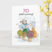 70th誕生日カードガーデナー カード (黄色い花)