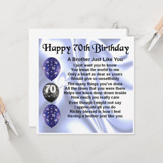 70th誕生日カード – Brother カード (正面/裏面インサイチュ)