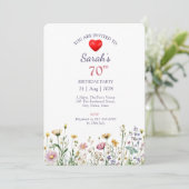 70th誕生日ガーデンフローラ野生の牧草地写真 招待状 (スタンド正面)