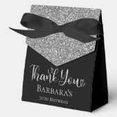 70th誕生日シルバーグリッターブラックありがとう フェイバーボックス (正面)