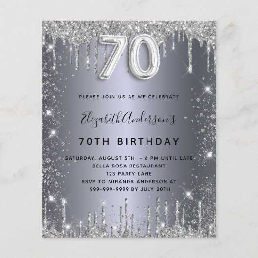 70th誕生日シルバーグリッター予算 チラシ (正面)