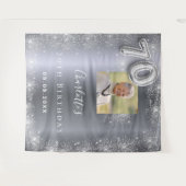 70th誕生日シルバーフォトグリッターダスト歓迎 タペストリー (正面(横))