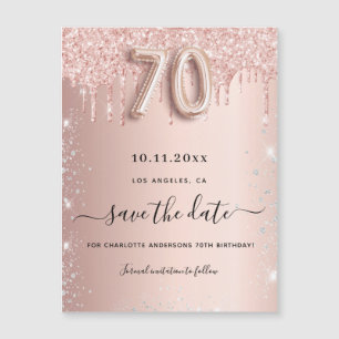 70th誕生日バラグリッター日付磁石を保存