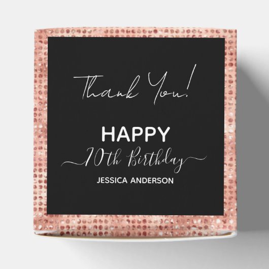 70th誕生日バラ金ゴールドグリッターありがとうギフトボックス フェイバーボックス (上部)