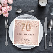 70th誕生日バラ金ゴールド赤面グリッター名 スタンダードカクテルナプキン