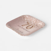 70th誕生日バラ金ゴールド赤面グリッター名 ペーパープレート (傾斜あり)