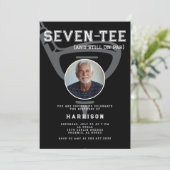 70th誕生日パーティフォトゴモダンルフブラック 招待状 (スタンド正面)