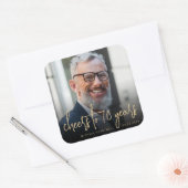 70th誕生日パーティフォト応援金ゴールドスクリプト スクエアシール (封筒)