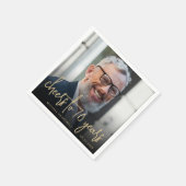 70th誕生日パーティフォト応援金ゴールドスクリプト スタンダードカクテルナプキン (角)