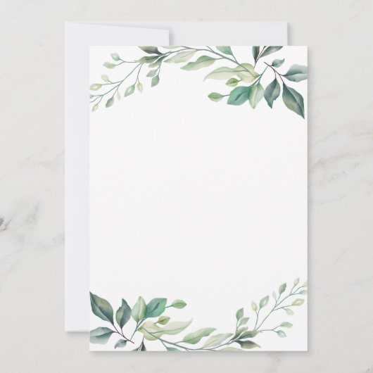 70th誕生日パーティユーカリ緑の水色 招待状 (裏面)