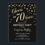 70th誕生日パーティーの招待 – 金ゴールドブラック 招待状<br><div class="desc">第70回バースデーパーティー招エレガント待デザインinフェイクグリッター金ゴールドと黒。応援70年！</div>