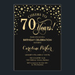70th誕生日パーティーの招待 – 金ゴールドブラック 招待状<br><div class="desc">第70回バースデーパーティーへの招待。エレガントデザインとフェイクグリッター金ゴールドと黒。応援70年！メッセージもしの詳細なカスタマイズが必要。</div>