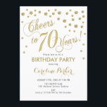 70th誕生日パーティーの招待 – 金ゴールドホワイト 招待状<br><div class="desc">第70回バースデーパーティー招エレガント待デザインとフェイクグリッター金ゴールドと白。応援70年！</div>